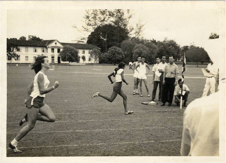 Glory outrunning her bigger competitors at an inter-club meet in 1970s